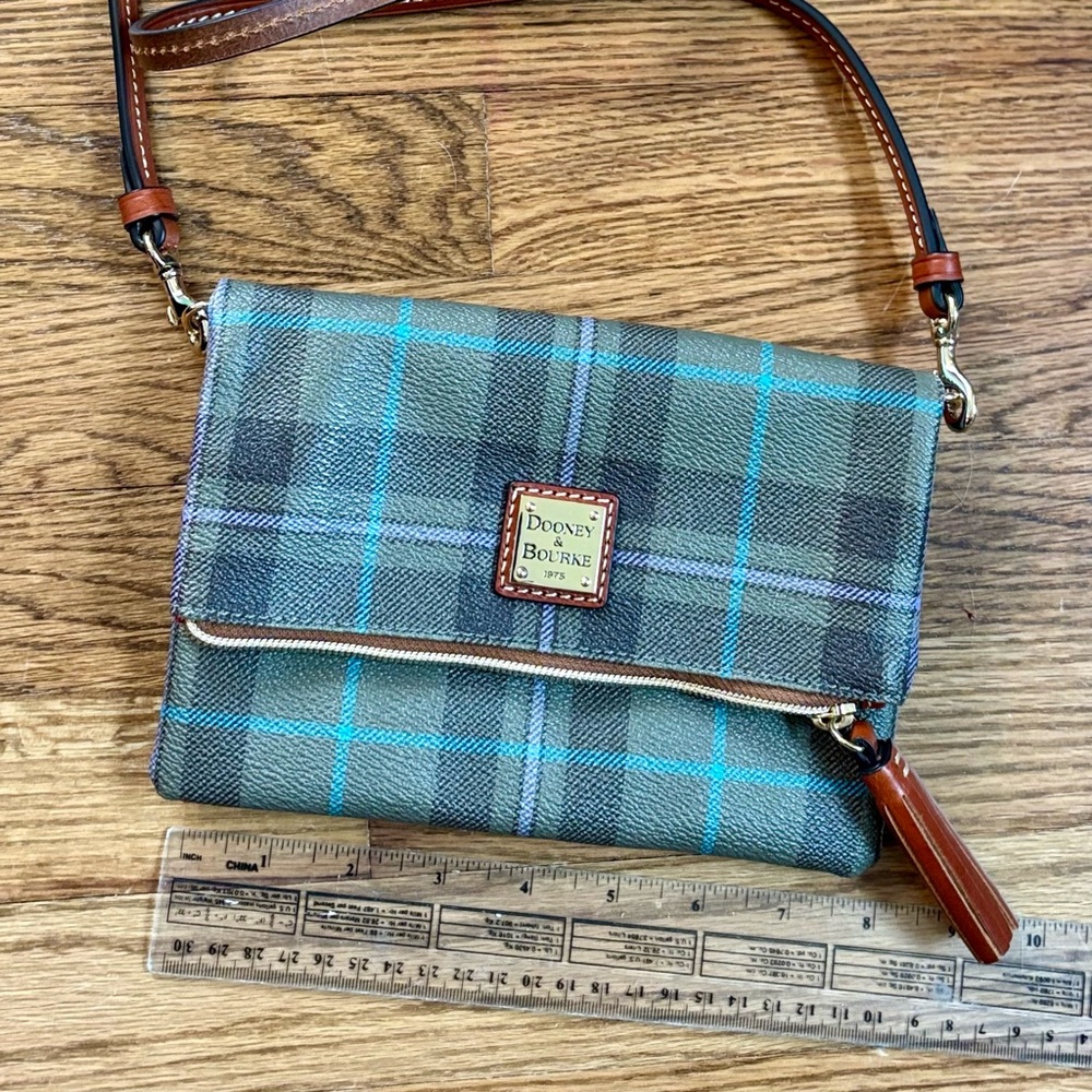 Dooney & Bourke Green and Brown Crossbody Bag with Leather Accents